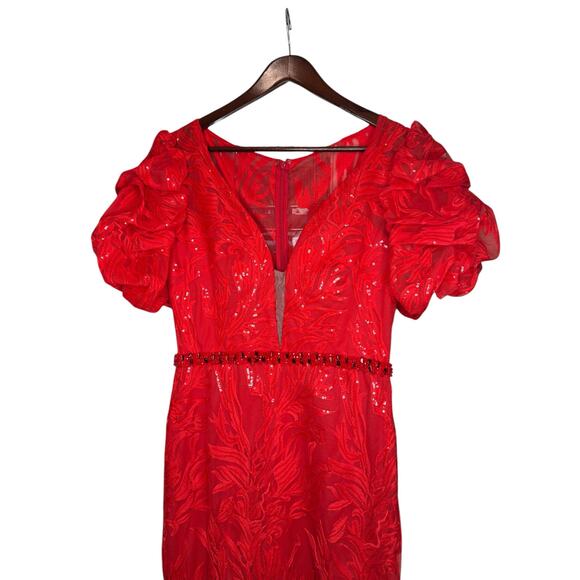 MAC DUGGAL NWT Evening Gown 12421 Red Sparkle Embellished Size 6 $798 MSRP - Picture 6 of 14